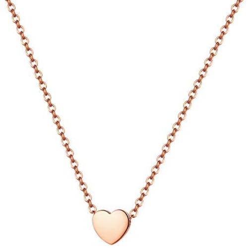 Hipunk Tiny Small Necklace Womenm 316L Stainless Steel Minimalist Dainty Music/Heart/Triangle/Pentagon/Hexagon Pendant Polished Birthday Jewelry
