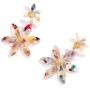 Nicole Miller New York Two Flowers Different Sizes Off-white Acrylic Transparent GoldDangle Earrings