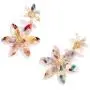 Nicole Miller New York Two Flowers Different Sizes Off-white Acrylic Transparent GoldDangle Earrings