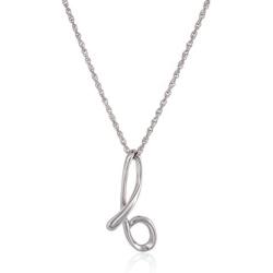 Sterling Silver Cursive Script Initial ''B'' Pendant Necklace, 18''