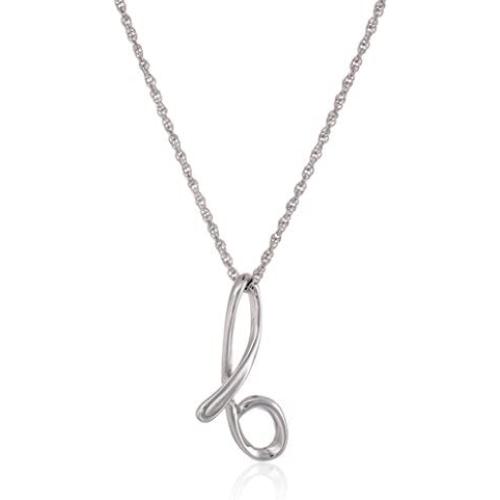Sterling Silver Cursive Script Initial ''B'' Pendant Necklace, 18''
