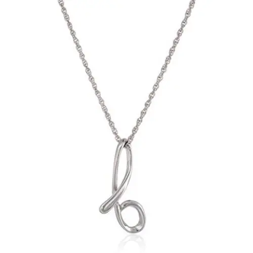 Sterling Silver Cursive Script Initial ''B'' Pendant Necklace, 18''