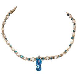 BlueRica Braided Hemp Cord Choker Necklace with Puka Shells and Flip Flop Pendant