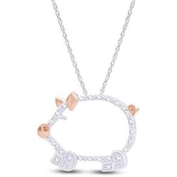 Round Cut White Natural Diamond Accent Two Tone Pig Pendant in 14K Gold Over Sterling Silver