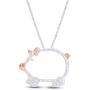Round Cut White Natural Diamond Accent Two Tone Pig Pendant in 14K Gold Over Sterling Silver