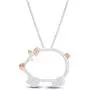 Round Cut White Natural Diamond Accent Two Tone Pig Pendant in 14K Gold Over Sterling Silver Round Cut White Natural Diamond Accent Two Tone Pig Pendant in 14K Gold Over Sterling Silver