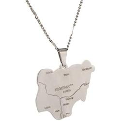 Yidan Stainless Steel Nigeria Map Pendant Necklaces Country Maps Africa Nigerians Maps Jewelry