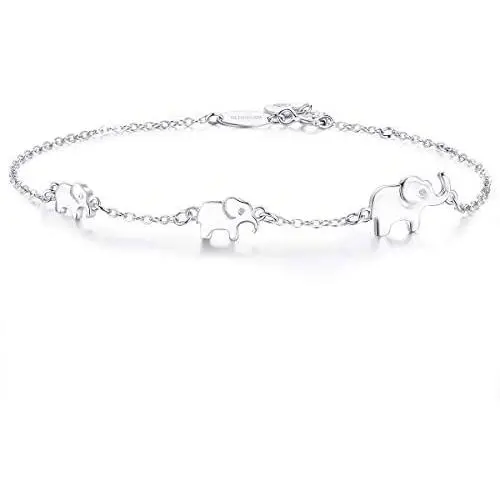 BlingGem 3 Elephants Bracelet for 3 Generation 925 Sterling Silver Elephant Bracelet Women Animal Jewelry Mothers Gift for Mom Daughter Generations Family