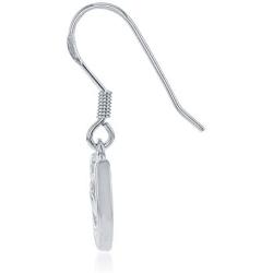 Sterling Silver Created Blue Opal Horseshoe Horse Dangle Earrings