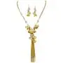 Bocar Long 2 Layer Chain Unique Flower Pendant Tassels Necklace Earrings Women Jewelry Set Bocar Long 2 Layer Chain Unique Flower Pendant Tassels Necklace Earrings Women Jewelry Set