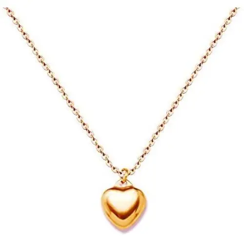 Christmas Gift MVCOLEDY Jewelry 18 K gold Plated Stainless Steel Mini Peach Heart of Gold Necklace, Dainty Minimalist Necklace for women,Gift for Mom.