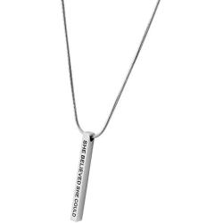 Lademayh Bar Necklace Engraved Inspirational Word Necklaces for Women, Stainless Steel Vertical Personalized Necklace with 20''+2'' Chain