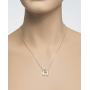Stera Jewelry Sterling Silver Necklace Made with Swarovski Bermuda Blue or AB Square Crystal Pendant
