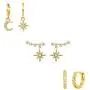3 Pairs Small Dangle Hoop Earrings Cute Star Moon Gold Mini Huggie Hoop Earrings with Charm for Women Ear Piercing Simple Jewelry Gift for Birthday Valentines Day and Mothers Day