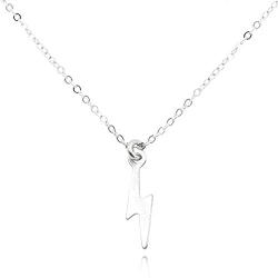 Lightning Bolt Necklace, Pendant Charm, Dainty Chain, 16-18''