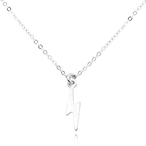 Lightning Bolt Necklace, Pendant Charm, Dainty Chain, 16-18''