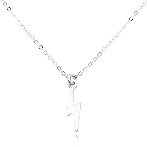 Lightning Bolt Necklace, Pendant Charm, Dainty Chain, 16-18''