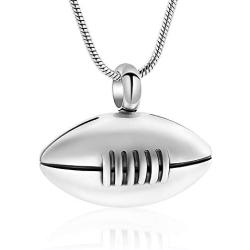 Cremation Jewelry - Rugby Pendant Necklace Men Jewelry Fashion Wheat Chain American Style Football Pendant