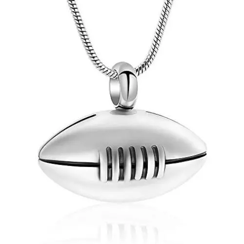Cremation Jewelry - Rugby Pendant Necklace Men Jewelry Fashion Wheat Chain American Style Football Pendant