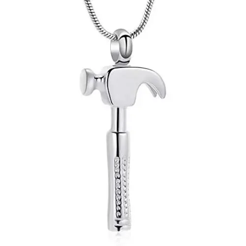 mingkejw Cremation Jewelry for Ashes Hammer Urn Necklaces for Ashes for Men Stainless Steel Keepsake Memorial Jewelry for Human mingkejw Cremation Jewelry for Ashes Hammer Urn Necklaces for Ashes for Men Stainless Steel Keepsake Memorial Jewelry for Human
