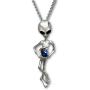 UFO Alien Holding Crystal Ball Silver Finish Pendant Necklace