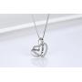 Cuoka Sterling Silver Double Heart Necklace Engraved I Love You Forever Pendant Gift for Her CZ Jewelry I Love You Mom Necklace