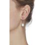 Barzel White Gold Plated or Rose Gold Plated Created Opal & Diamond Accent Drop Earrings