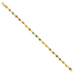 The World Jewelry Center 14k Yellow Gold Mixed Color Evil Eye Bracelet - 7''