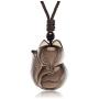 MANIFO Natural Crystal Gemstone Fox Pendant Necklace with Adjustable Woven Rope Chain