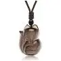 MANIFO Natural Crystal Gemstone Fox Pendant Necklace with Adjustable Woven Rope Chain MANIFO Natural Crystal Gemstone Fox Pendant Necklace with Adjustable Woven Rope Chain