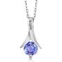 Gem Stone King 925 Sterling Silver Blue Tanzanite and White Diamond Pendant Earrings Set For Women (2.75 Cttw with 18 Inch Silver Chain)