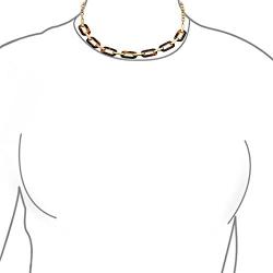 Bling Jewelry Fashion Brown Oval Link Tortoise Shell Collar Necklace for Women for Teen 14K Gold Plated Stainless Steel Toggle Clasp
