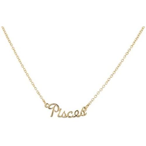 Lux Accessories Girls Silvertone and Goldtone Script Name Horoscope Zodiac Sign Necklace