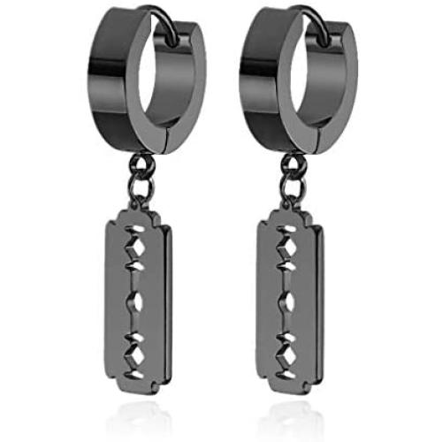 Xusamss Punk Jewelry Body Piercing Stainless Steel Huggie Hoop Earrings Blade Drop Dangle Earrings