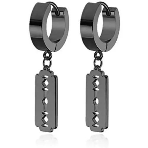 Xusamss Punk Jewelry Body Piercing Stainless Steel Huggie Hoop Earrings Blade Drop Dangle Earrings Xusamss Punk Jewelry Body Piercing Stainless Steel Huggie Hoop Earrings Blade Drop Dangle Earrings