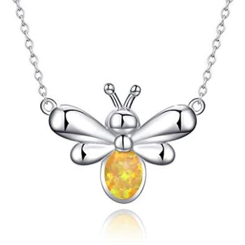 CHENGHONG Bee Necklace for Women 925 Sterling Silver Bumble Honey Bee Necklace Queen Bee Necklace for Women Cute Animal Jewelry Gift for Her