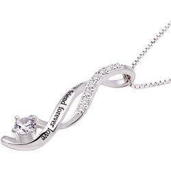 ALOV Jewelry Sterling Silver Best Friend Forever Love Cubic Zirconia Pendant Necklace