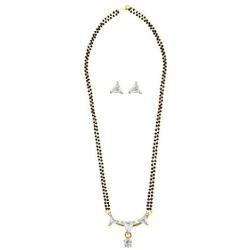 Efulgenz Gold Tone Indian Bollywood Ethnic American Diamond Traditional Mangalsutra Pendant with Chain and Earrings Jewelry for Womens