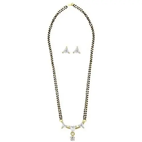 Efulgenz Gold Tone Indian Bollywood Ethnic American Diamond Traditional Mangalsutra Pendant with Chain and Earrings Jewelry for Womens Efulgenz Gold Tone Indian Bollywood Ethnic American Diamond Traditional Mangalsutra Pendant with Chain and Earrings Jewelry for Womens