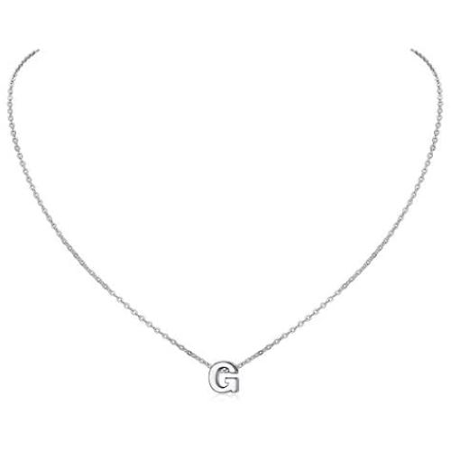 ChicSilver 925 Sterling Silver Letter A-Z Pendant Necklace, Dainty Small Initial Necklace for Women, Silver/Gold (with Gift Box)