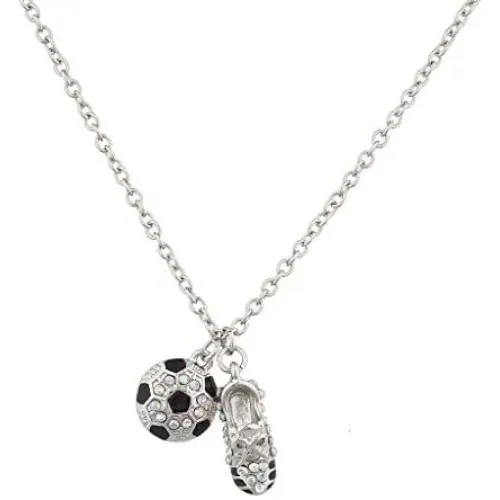 LUX ACCESSORIES Soccer Ball and Sneaker Sports Charm Necklace LUX ACCESSORIES Soccer Ball and Sneaker Sports Charm Necklace