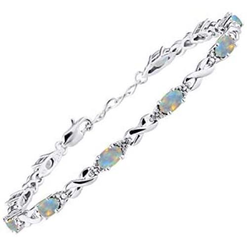 RYLOS Bracelets for Women 925 Silver XO Hugs & Kisses Tennis Bracelet Gemstone & Genuine Diamonds Adjustable to Fit 7''-8'' Wrist, 10 Gorgeous 6X4MM Jewelry for Women Friendship Bracelets