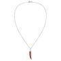 AeraVida Stylish & Fun Reconstructed Red Coral Chili Pepper .925 Sterling Silver Pendant Necklace
