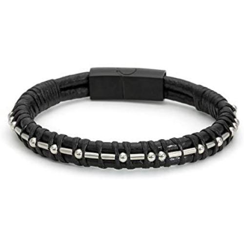 MEMGIFT FCK Cancer Morse Code Leather Bracelets for Men Women Funny Inspirational Cancer Survivor Gifts