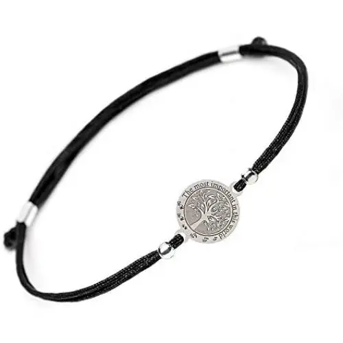 SOLOMIYA Family Love Jewelry Bracelet - 925 Sterling Silver Tree of Life Charm - Black Rope Bracelets for Men Women SOLOMIYA Family Love Jewelry Bracelet - 925 Sterling Silver Tree of Life Charm - Black Rope Bracelets for Men Women
