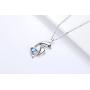 Dolphin Necklace 925 Sterling Silver Dolphin Jewelry with Blue Heart Shaped Crystals Circle Pendant Necklace Dolphin Mother Day Gift for Women Girls
