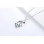Dolphin Necklace 925 Sterling Silver Dolphin Jewelry with Blue Heart Shaped Crystals Circle Pendant Necklace Dolphin Mother Day Gift for Women Girls