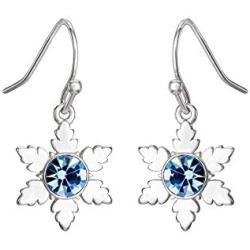 Disney Frozen 2 Fine Silver Plated Blue Crystal Snowflake Dangle Earrings