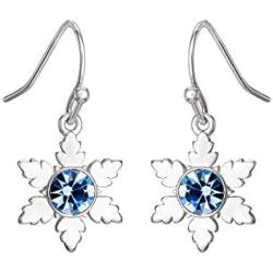 Disney Frozen 2 Fine Silver Plated Blue Crystal Snowflake Dangle Earrings