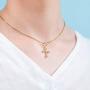 TOPGRILLZ 925 Sterling Silver 14K Gold Plated Small Cross Necklace Pendant for Girls Women Venice Chain Fashion Jewelry Gift